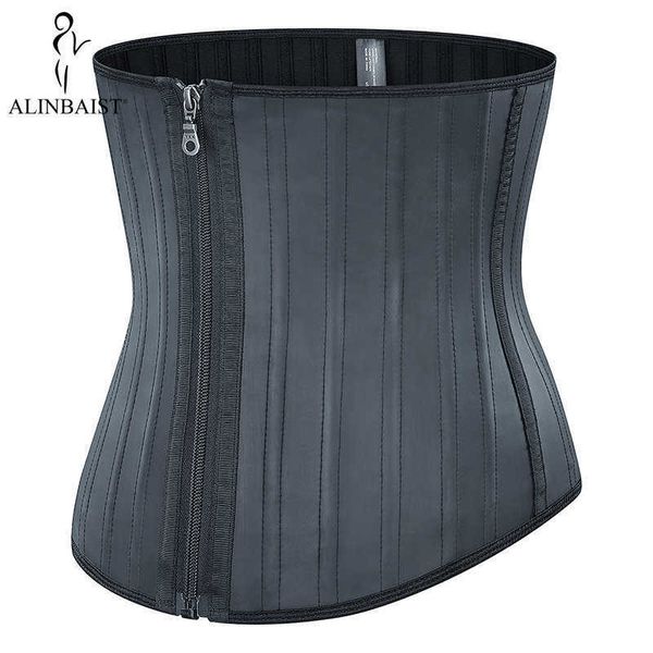 

slimming belt 25-steel-bones latex waist cincher with zip hooks shapewear corset belly body shaper rubber waist fajas colombianas t221205