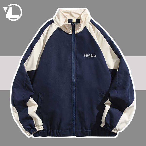 

men's jackets casual varsity jacket men women patchwork streetwear sport jackets windbreaker spring autumn casual autumn coat stand col, Black;brown