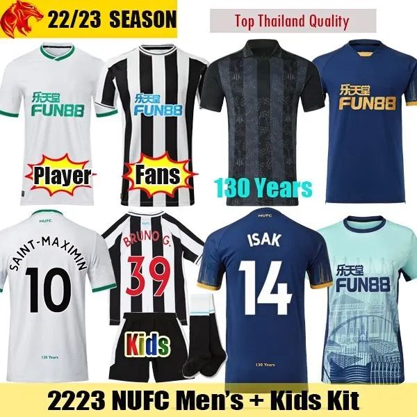 

22 23 newcastle soccer jerseys bruno g. 2022 2023 nufc 130 years joelinton isak fans player version united maximin 130th football shirt mens, Black;yellow