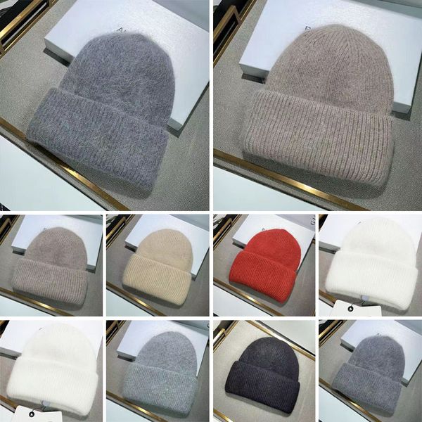 

womens designer hat winter fashion warm wool cap men and women ball hats letter striped solid wools flanging knitted antie cotton beanie cap, Yellow