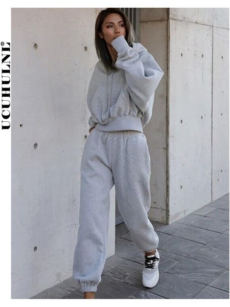 

womens two piece pants jogger women set solid outfits tracksuit fashion patchwork hip hop hooded sweatshirt plus size woman clothes 221206, White