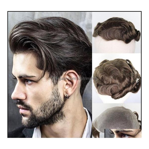 

synthetic wigs synthetic wigs hair products men brown mixed grey remy human 610 highlight skin pu thin replacement system hairpieces otiud, Black