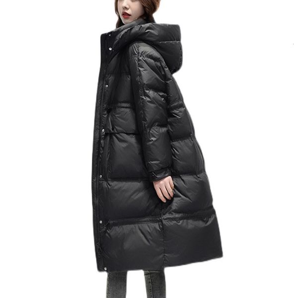 

women's down parkas winter ladies long casual classic fashion loosefitting down jacket 221205, Black