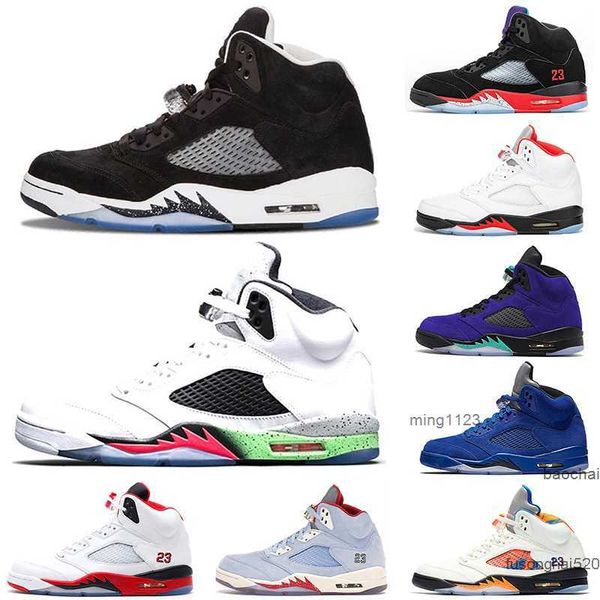 

2023 wholesale men basketball shoes 5 5s alternate grape blue suede fire red international flight laney royal metallic silver oreo space jam, Black