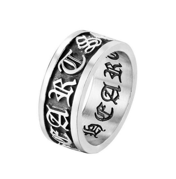 

personality vintage cross punk chromhearts titanium band rings silver brand stainless steel hiphop rock motorcycle finger ring j3370835