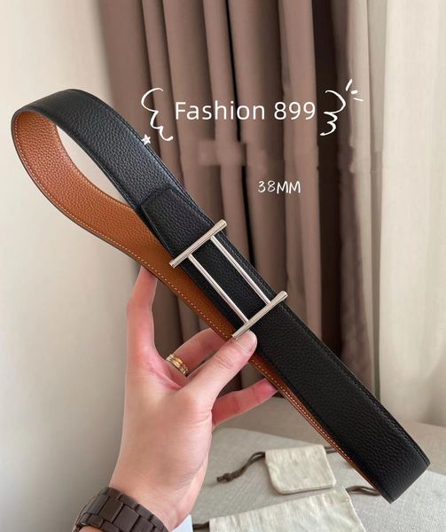 

luxury high-end h togo leather belts for mens and womens designer luxury letter buckle belt fashionable men charm decoration38 h002, Black;brown