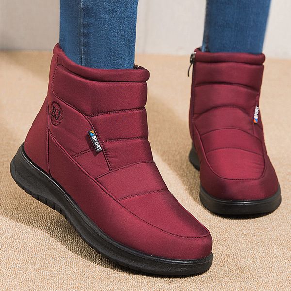 

boots women waterproof snow for winter shoes zipper ankle botas femininas keep warm botines 221205, Black
