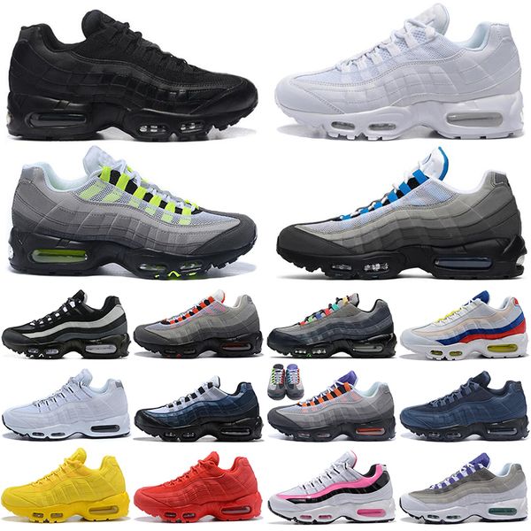 

og 95 running shoes 95s triple black neon crystal blue dark smoke grey light charcoal solar red navy blue pink suede outdoor sports sneakers