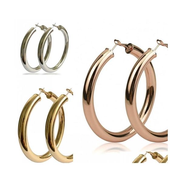 

hoop huggie punk fashion 70mm diameter wide hoop earrings for women statement earring jewelry accessories 448 d3 drop delivery dht1u, Golden;silver