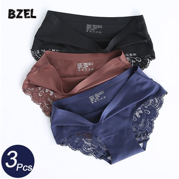 

women's panties bzel 3pcslot seamless women hollow out set underwear comfort lace briefs low rise female sport panty soft lady lingerie, Black;pink