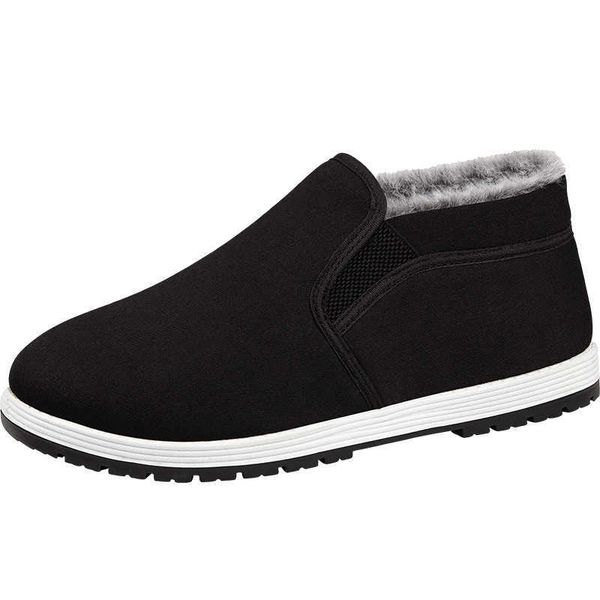 

dress casual shoes quality plush thickened rex rabbit fur warm dad anti-skid soft soles winter old beijing cotton shoes for male, Black