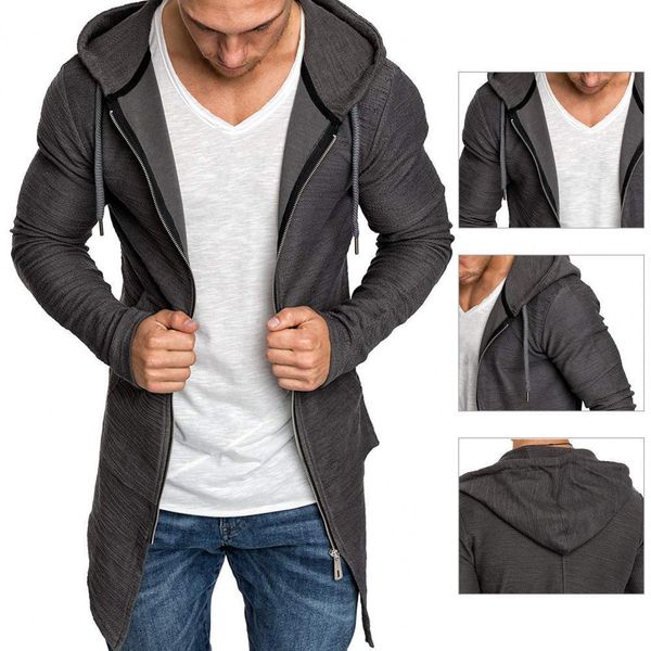 

mens jackets coat solid color slim casual long spring cardigan jacket zipper thin sleeve hooded windbreaker for autumn winter 221206, Black;brown