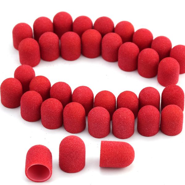 

nail art equipment 50pcs red pedicure sanding caps nail drill manicure pedicure milling cutter for pedicure nail art accessories tools 22120, Silver