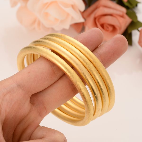 

bangle 24k 65mm gold dubai bracelet africa arab items 4 pieces assemble wholesale fashion abrasive blasting jewelry 221206, Black