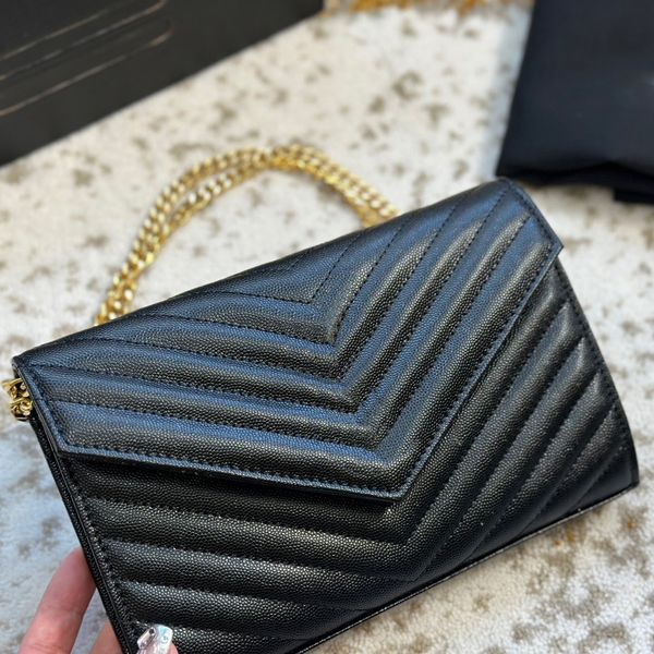 

shoulder bag luxury designer bags metal chain golden silver black women handbag leather flip cover diagonal messenger crossbody handbag purs
