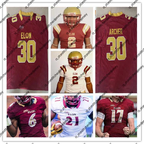 

football jerseys custom ncaa elon college football jersey davis cheek joey baughman jaylan thomas cole taylor tre'von jones greg liggs, Black;red