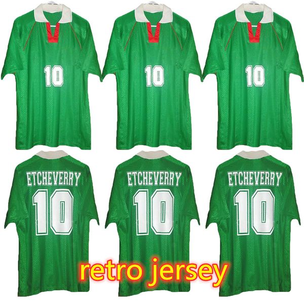 

1993 1994 bolivia retro soccer jerseys #10 etcheverry home green white football shirt short sleeve uniforms, Black;yellow