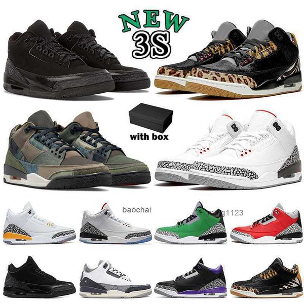 

2023 3s vintage basketball shoes mens womens soft leather designer sport sneaker new canvas patchwork army green jumpman 3 black xlcp