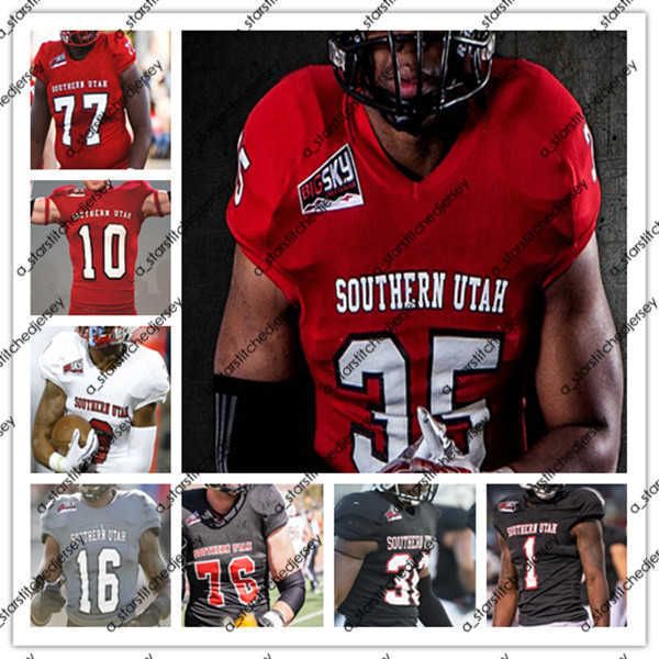 

football jerseys custom ncaa southern utah suu college football jersey justin miller karris davis ethan bolingbroke kaho'ohanohano-davi, Black;red