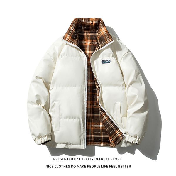 

men s down parkas winter thick warm two side wear reversible men puffer jacket couple women coat bomber high streetwear motorcycle 221206, Black