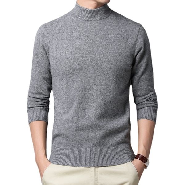 

men's sweaters sweater warm half turtleneck solid color pullover fashion thickening middle-aged long-sleeved pullover 221206, White;black