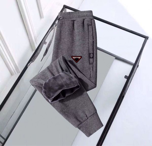 

mens pants high street hip hop pants side button sweatpants casual sports trousers thickening and fleece streetwear classic fashion trouser, Black
