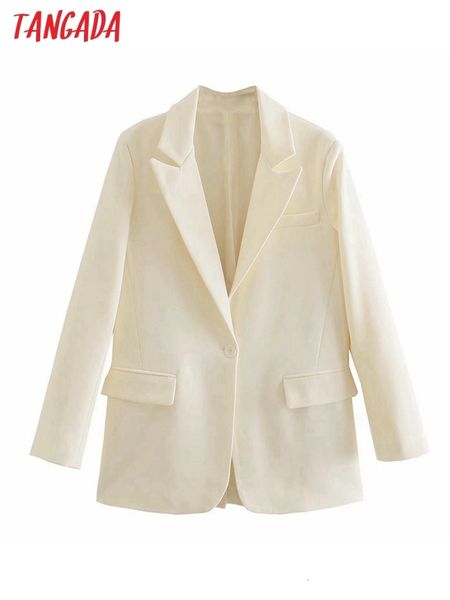 

women's suits blazers tangada women vintage beige female long sleeve elegant jacket ladies work wear formal 4m51 221205, White;black