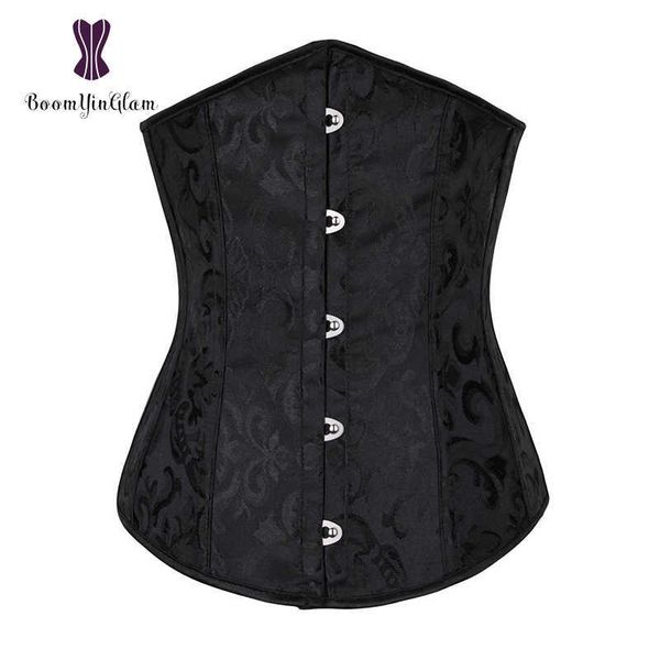 

slimming belt metal busk clips jacquard waist cincher spiral steel boned corset slimming underbust corset size s-xxl 28331# t221205