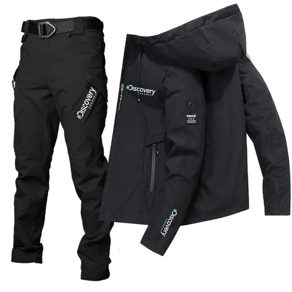 

mens tracksuits discovery clothing fishing suit fall outdoor camping mountaineering breathable hooded windbreaker adventure 221206, Gray