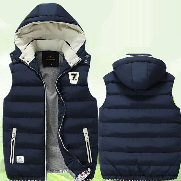

men s vests casual outwear hat detachable outer brand winter sleeveless jackets men hooded warm down chalecos 221205, Black;white