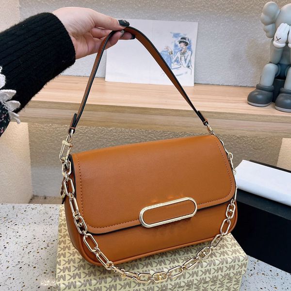 

designer bag women shoulder bag luxury handbag lady underarm crossbody leather chain brown mks simple letter messenger evening fashion tote