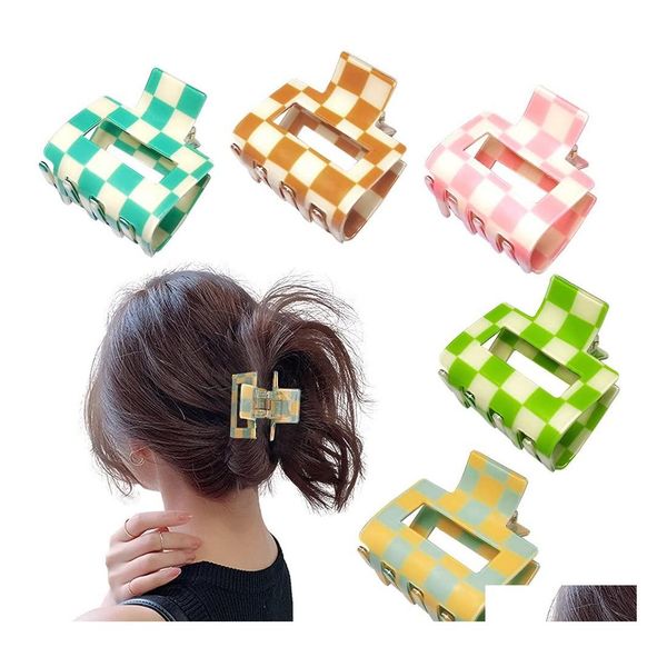 

hair clips barrettes hair clips barrettes checkered claw clip acrylic square small for thin 2 exquisit shark aesthetic women ambbp ot4jv, Golden;silver