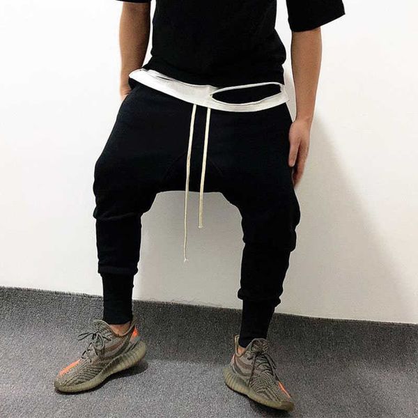 

men's pants harem pants streetwear casual joggers drawstring cotton linen sweatpants ankle-length men trousers t221205, Black