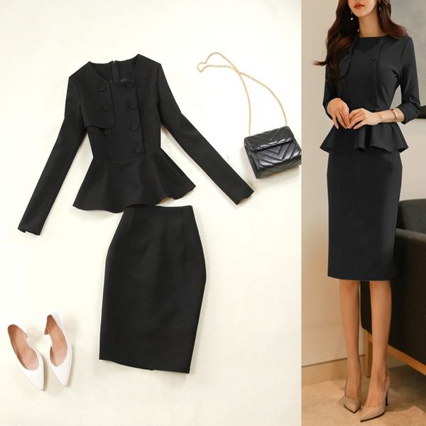 

two piece dress black womens pants business suits women skirt suit custom made office lady workwear women's clothing, White