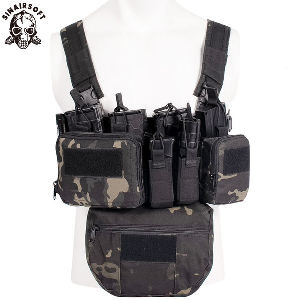 

men's vests cs match wargame tcm chest rig airsoft tactical vest military gear pack magazine pouch holster molle system waist men nylon, Black;white