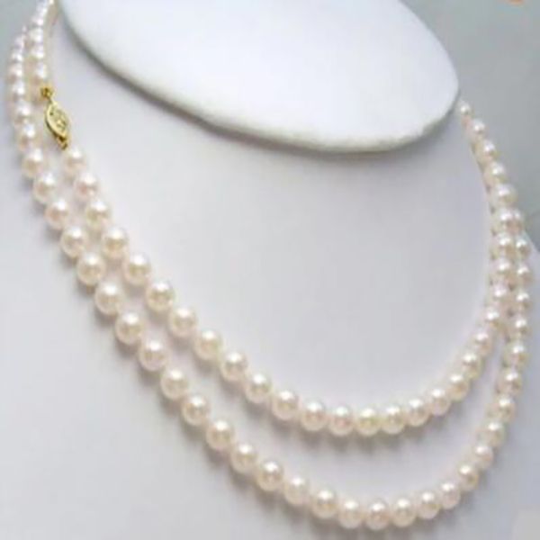 

charming jewelry 7-8mm white japanese akoya pearl necklace 32", Silver