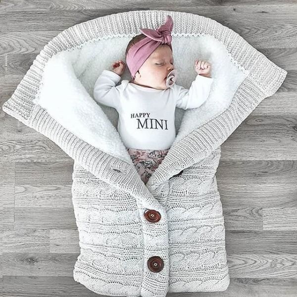 

sleeping bags baby winter thick knitted bag infant imitation cashmere liner sleepsack born swaddle wrap toddler stroller blanket 221205
