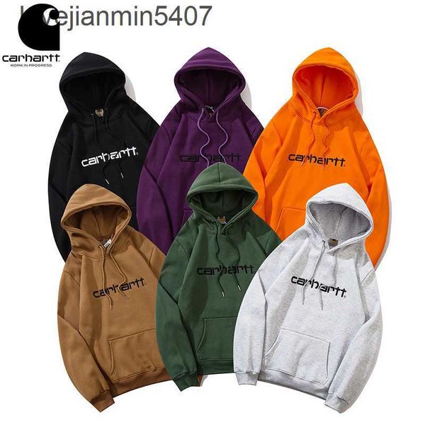 

store discounts are 55% men's hoodie the model fashion brand kahart classic letter embroidery women's loose hooded plush hoodi, Black