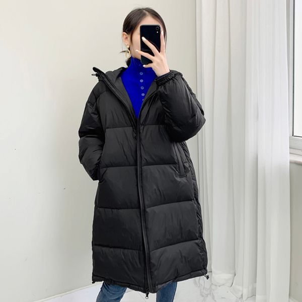 

women's down parkas long jacket autumn and winter casual black hooded coat female 221205
