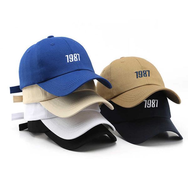 

ball 1987 baseball for women and men cotton snapback hat four seasons sun embroidery s dad hats outdoor sports cap 1206, Blue;gray