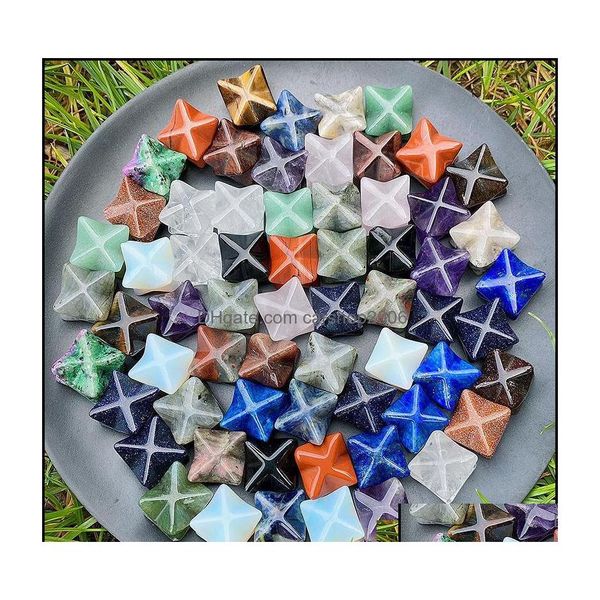 

stone stone loose beads jewelry merkaba hexagram star qaurtz chakra crafts ornaments energy healing reiki crystal hand play home dec ot3w6, Black