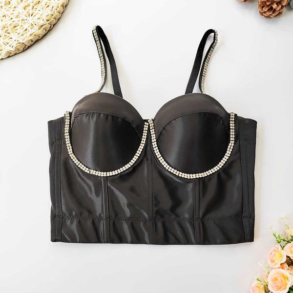 

acetic acid satin suspender bra bright color wrapped breast women's nail bead girl's top, White