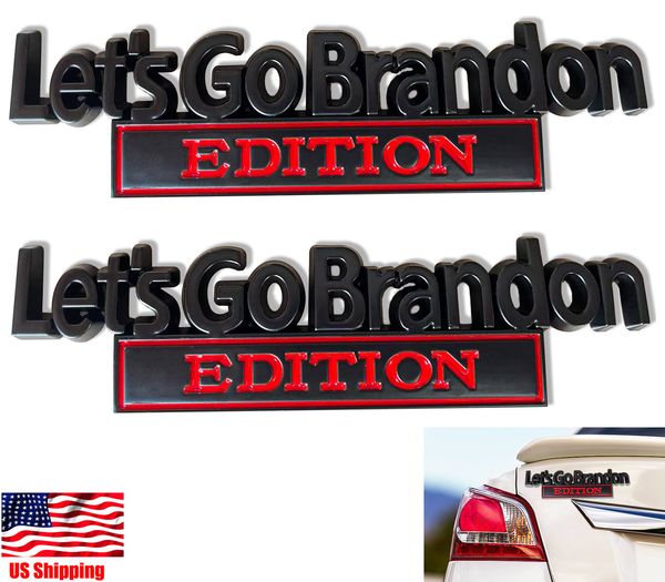 

2pcs lets go brandon edition car stickers fjb american flag metal emblems 3d letters decal bumper