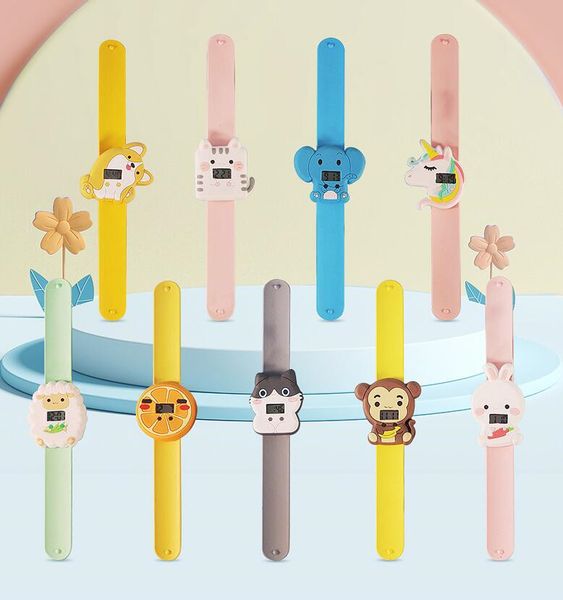 

led digital slap children kids watch cute 3d cartoon animal silicone candy unicorn elephant wristwatches for boys girls gifts kids quartz wr, Slivery;brown