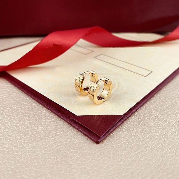 

luxury plated gold earrings stud designer earring jewelry women orecchini round screw stainless steel ornaments classic dressy wedding hoop, Golden;silver