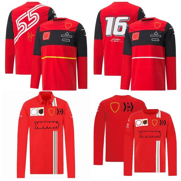 

2022 new f1 t-shirt long sleeve polo collar racing suit shirts sports oversized jersey formula 1 team logo plus size men's t-shirts