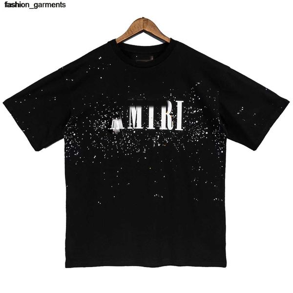 

men's designer summer star letter amirs printed short sleeve pure cotton t-shirt men's women's versatile loose, White;black