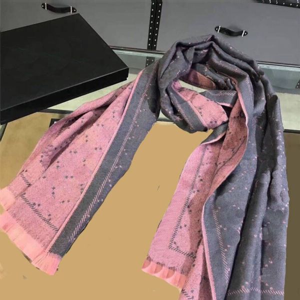 

thick cashmere scarfs for women designer scarf luxury sciarpa winter snow famous letter hijab cjeweler soft double side color long echarpe l, Blue;gray