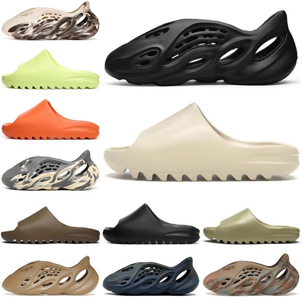 

2023 designer slippers sandals men woman slides foam runner onyx desert sand mineral blue pure sandal slide slipper bone clog rnnr mist mxt, Black