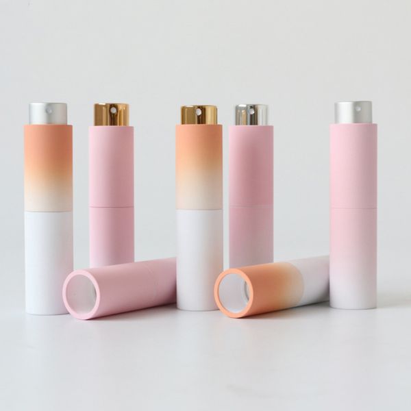 

mini perfume spray bottles 8ml matt abs material gradient color rotate perfumes bottles empty container of essential oil fragrance alcohol